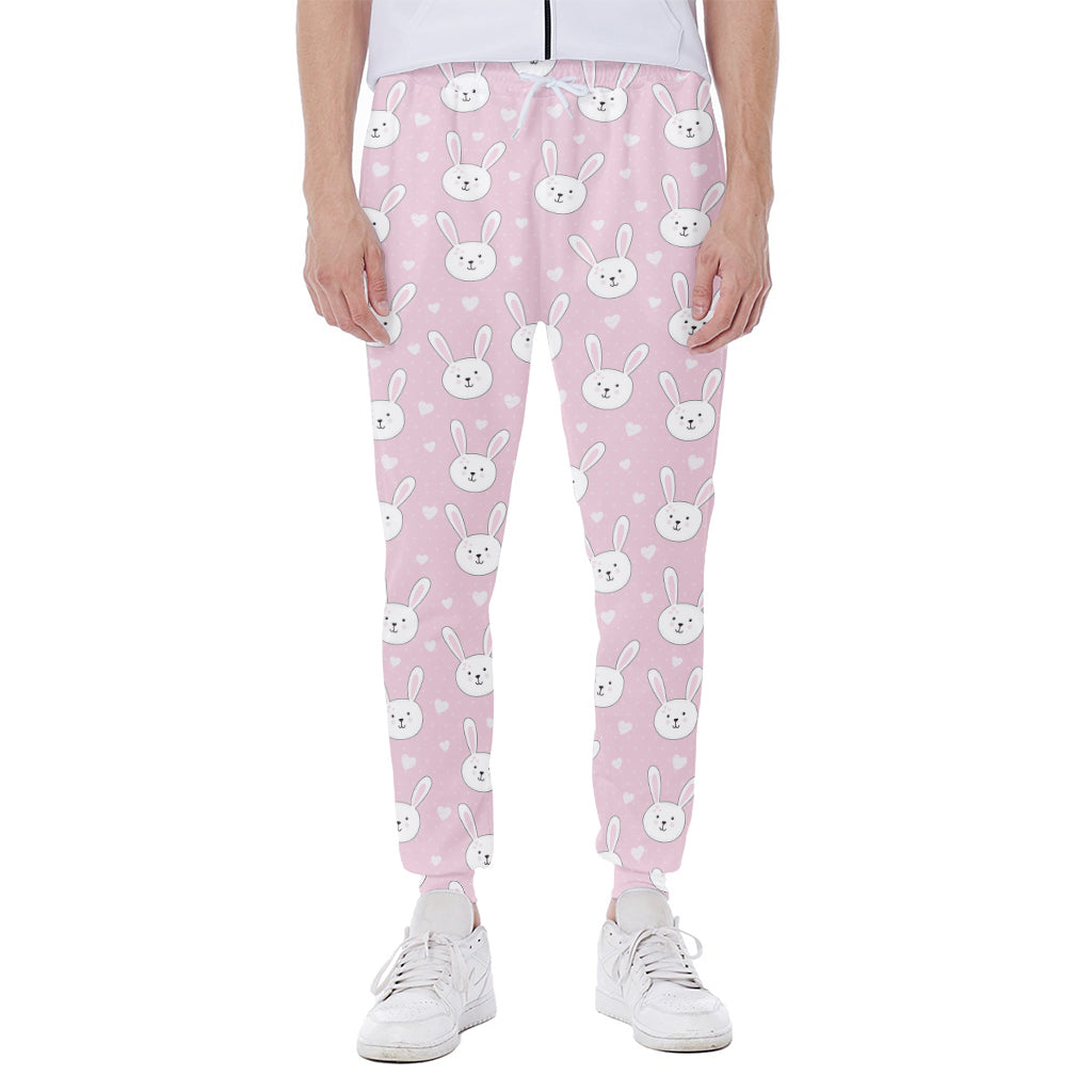Pink Rabbit Pattern Print Scuba Joggers