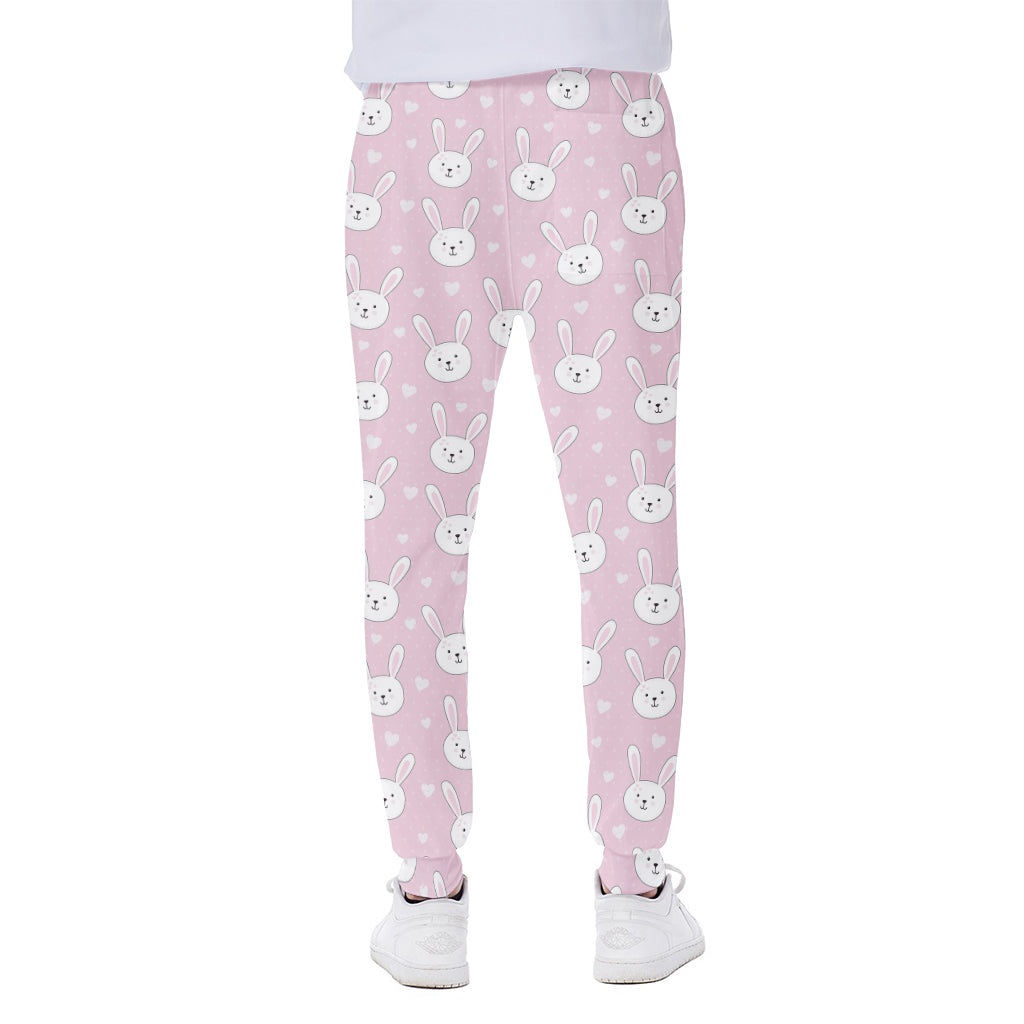 Pink Rabbit Pattern Print Scuba Joggers
