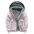 Pink Rabbit Pattern Print Sherpa Lined Zip Up Hoodie