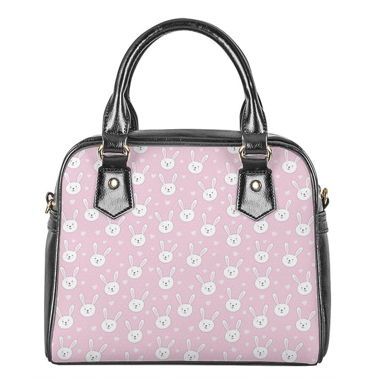 Pink Rabbit Pattern Print Shoulder Handbag