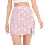 Pink Rabbit Pattern Print Side Slit Mini Skirt