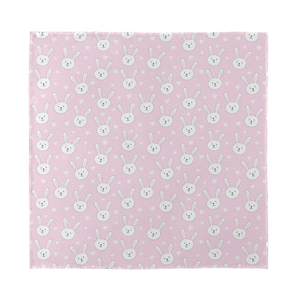 Pink Rabbit Pattern Print Silk Bandana