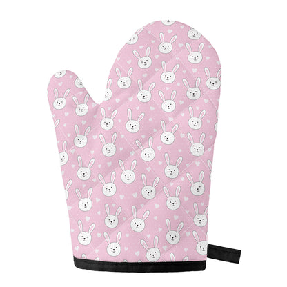 Pink Rabbit Pattern Print Single Oven Mitt