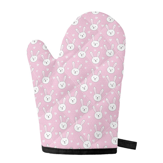 Pink Rabbit Pattern Print Single Oven Mitt