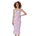Pink Rabbit Pattern Print Slim Fit Midi Cami Dress