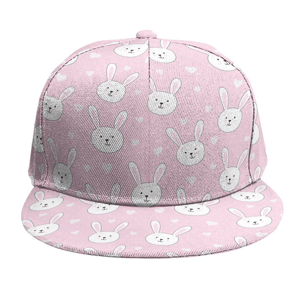 Pink Rabbit Pattern Print Snapback Cap