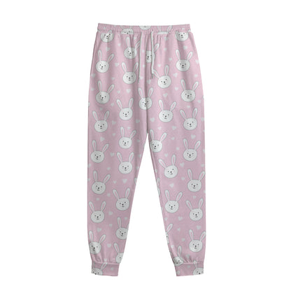 Pink Rabbit Pattern Print Sweatpants