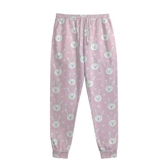 Pink Rabbit Pattern Print Sweatpants