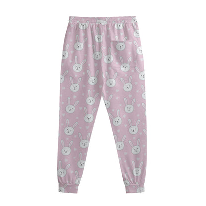 Pink Rabbit Pattern Print Sweatpants