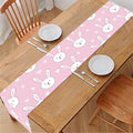 Pink Rabbit Pattern Print Table Runner