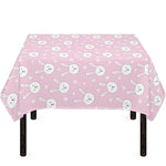 Pink Rabbit Pattern Print Tablecloth