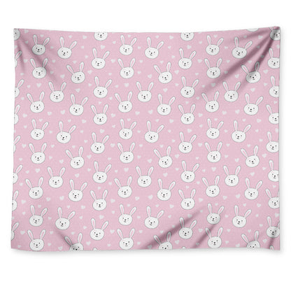 Pink Rabbit Pattern Print Tapestry