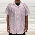 Pink Rabbit Pattern Print Textured Short Sleeve Shirt