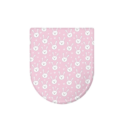 Pink Rabbit Pattern Print Toilet Lid Cover