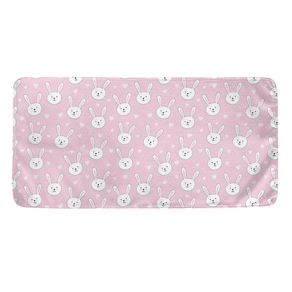 Pink Rabbit Pattern Print Towel