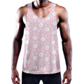 Pink Rabbit Pattern Print Men's Workout Tank Top