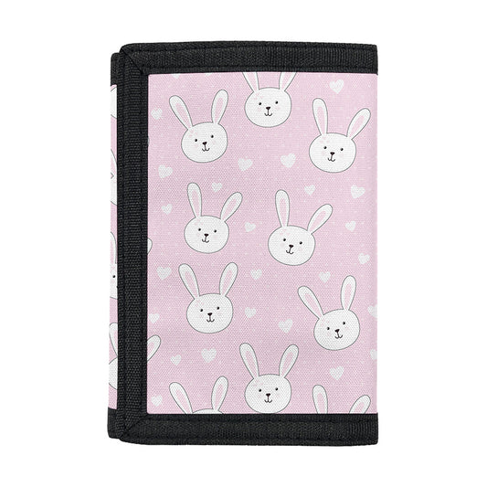Pink Rabbit Pattern Print Trifold Wallet