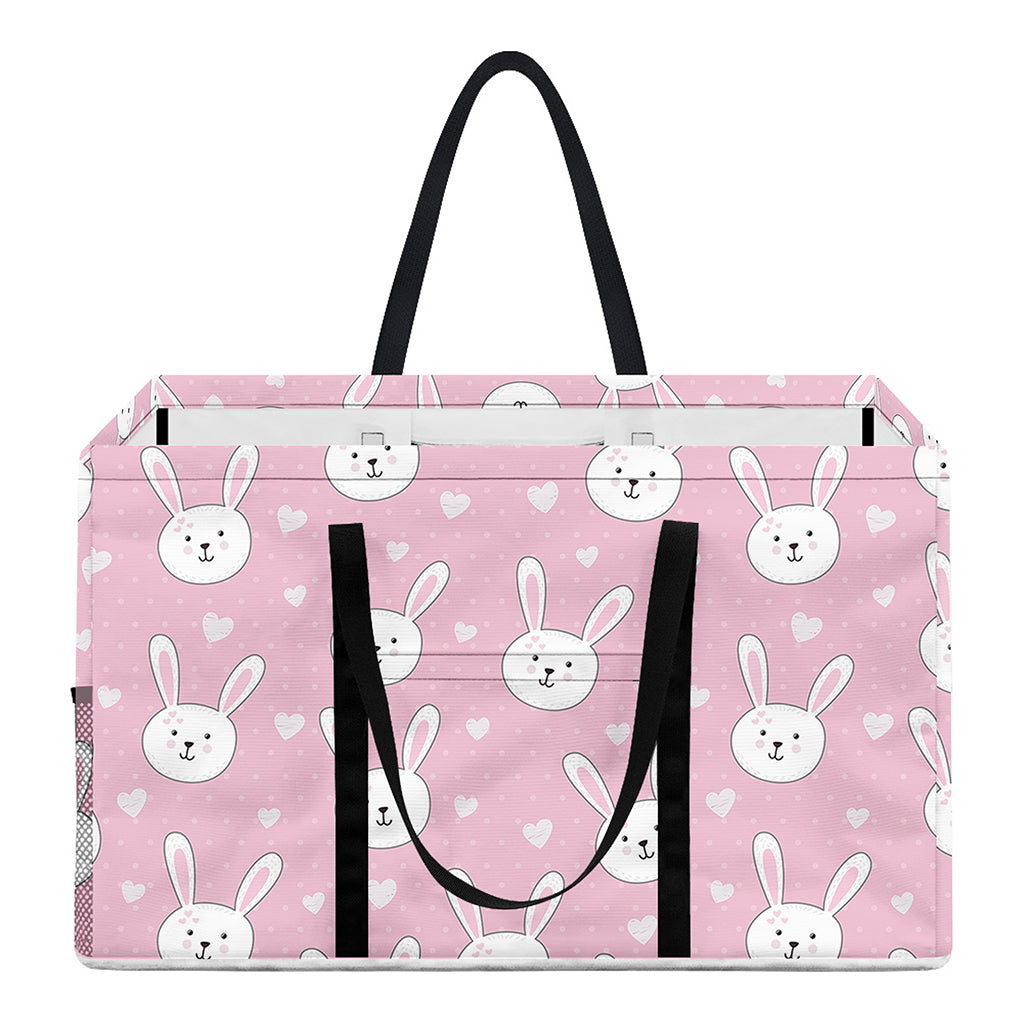 Pink Rabbit Pattern Print Utility Tote Bag