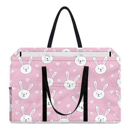 Pink Rabbit Pattern Print Utility Tote Bag