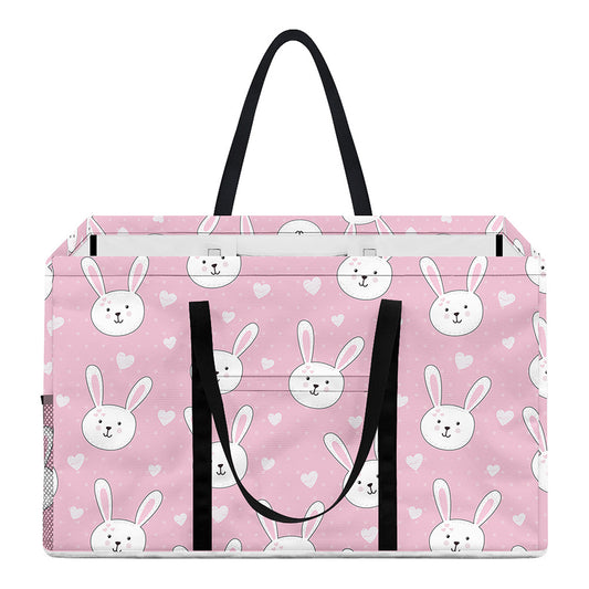 Pink Rabbit Pattern Print Utility Tote Bag