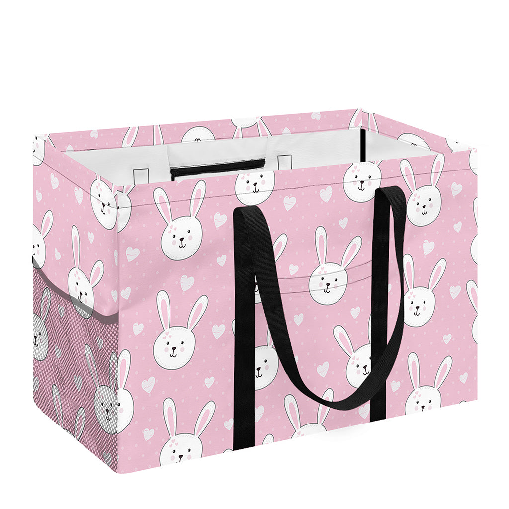 Pink Rabbit Pattern Print Utility Tote Bag