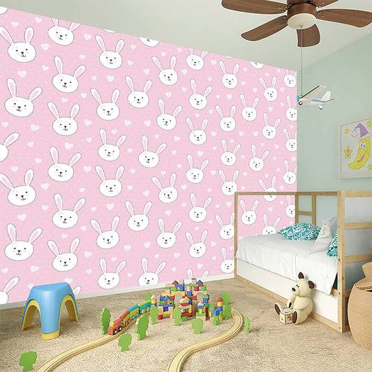 Pink Rabbit Pattern Print Wall Sticker