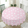 Pink Rabbit Pattern Print Waterproof Round Tablecloth