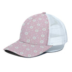 Pink Rabbit Pattern Print White Mesh Trucker Cap