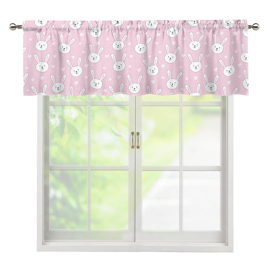 Pink Rabbit Pattern Print Window Valance