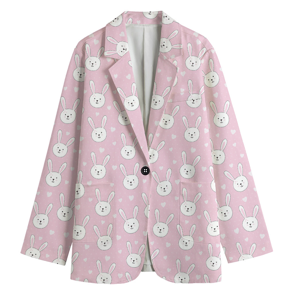Pink Rabbit Pattern Print Women's Blazer