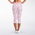 Pink Rabbit Pattern Print Women's Capri Leggings