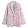 Pink Rabbit Pattern Print Women's Cotton Blazer