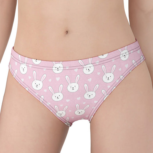 Pink Rabbit Pattern Print Women's Panties