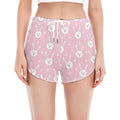 Pink Rabbit Pattern Print Women's Split Running Shorts