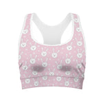 Pink Rabbit Pattern Print Women's Sports Bra
