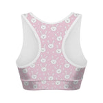 Pink Rabbit Pattern Print Women's Sports Bra