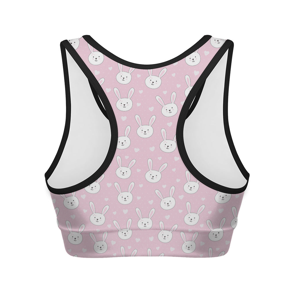 Pink Rabbit Pattern Print Women's Sports Bra