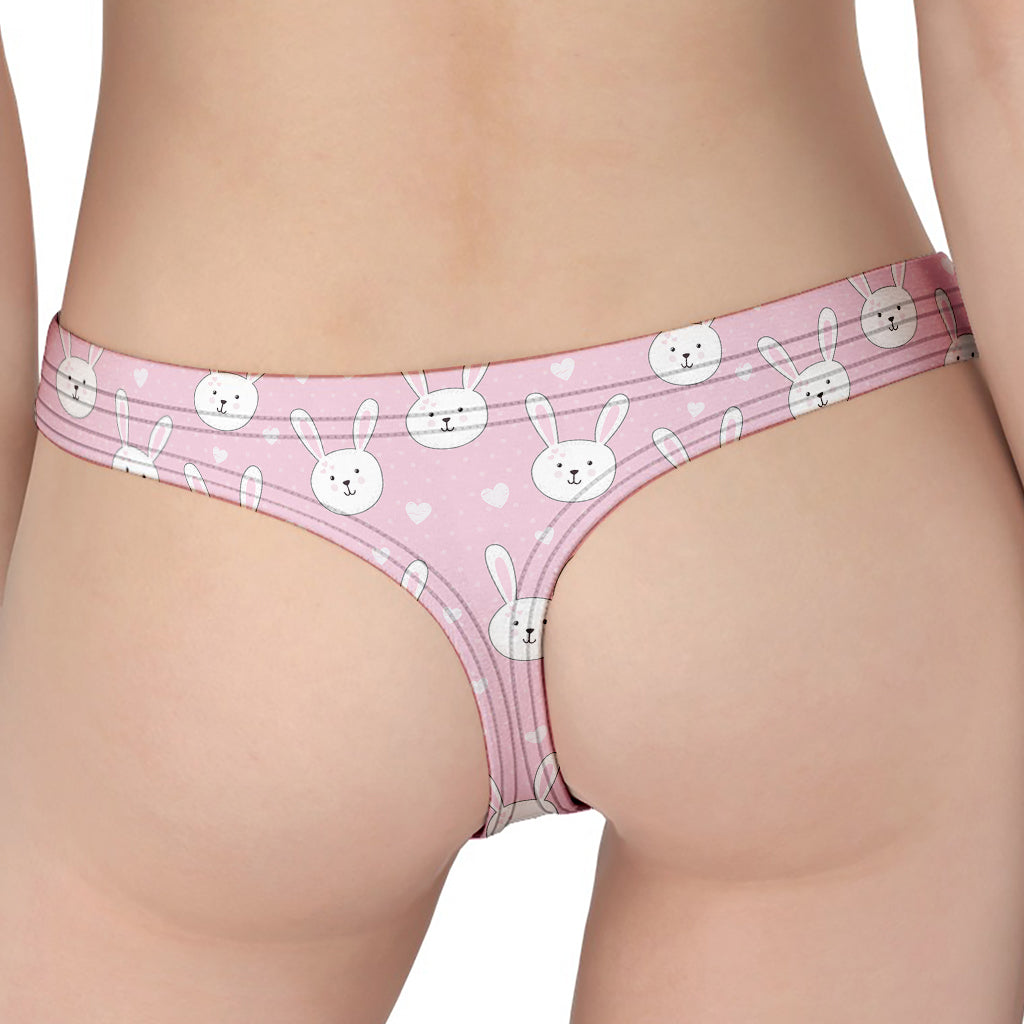 Pink Rabbit Pattern Print Women's Thong