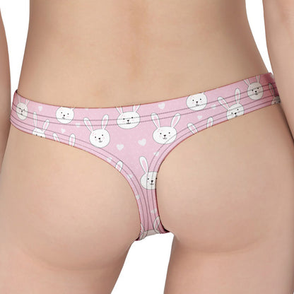 Pink Rabbit Pattern Print Women's Thong