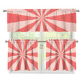 Pink Radial Rays Print 3 Piece Kitchen Curtains