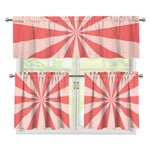 Pink Radial Rays Print 3 Piece Kitchen Curtains
