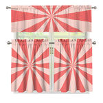 Pink Radial Rays Print 3 Piece Kitchen Curtains