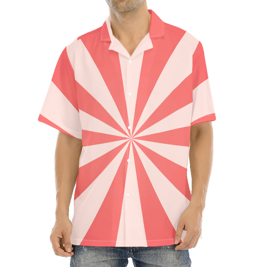 Pink Radial Rays Print Aloha Shirt