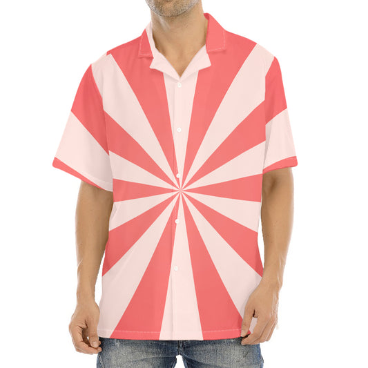 Pink Radial Rays Print Aloha Shirt