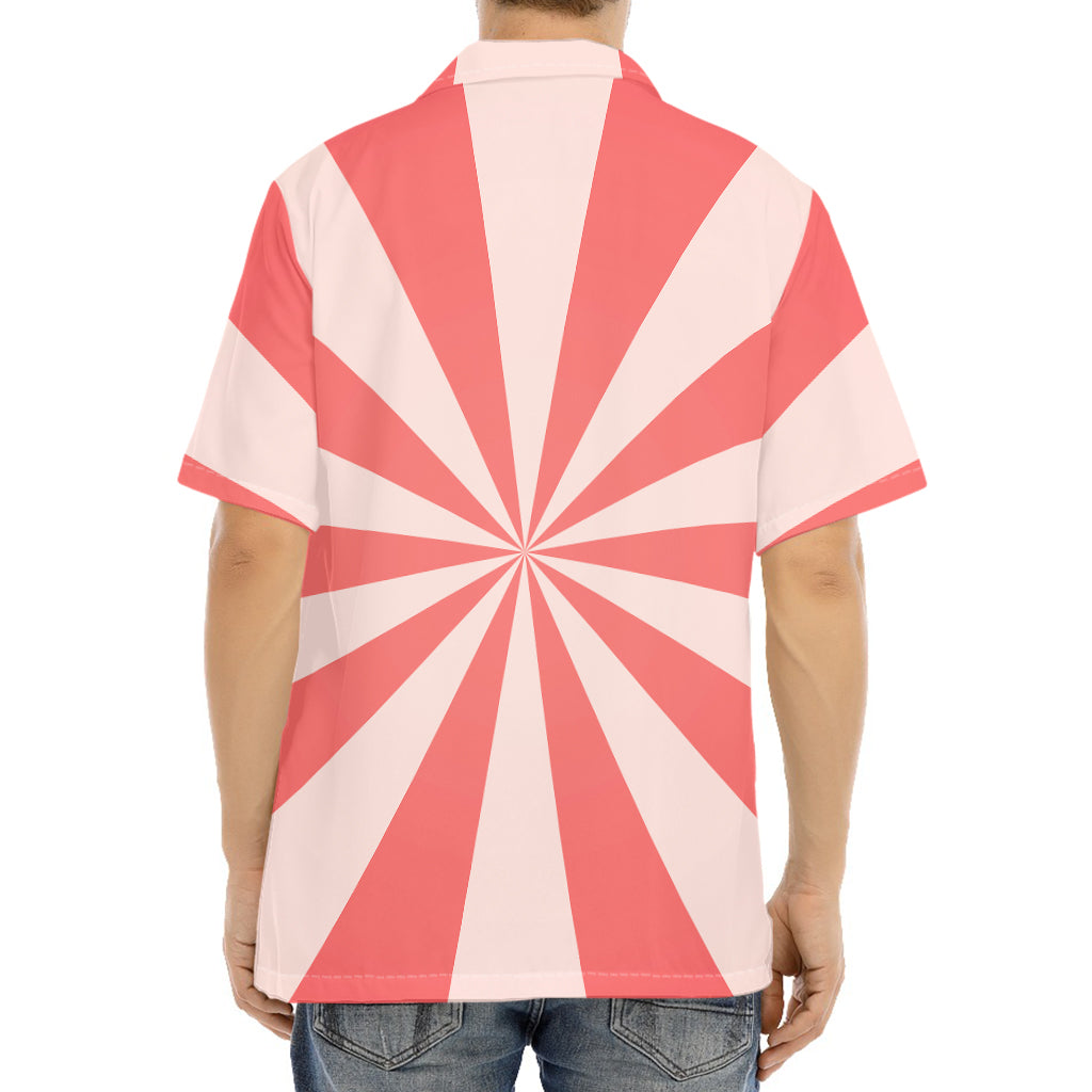 Pink Radial Rays Print Aloha Shirt