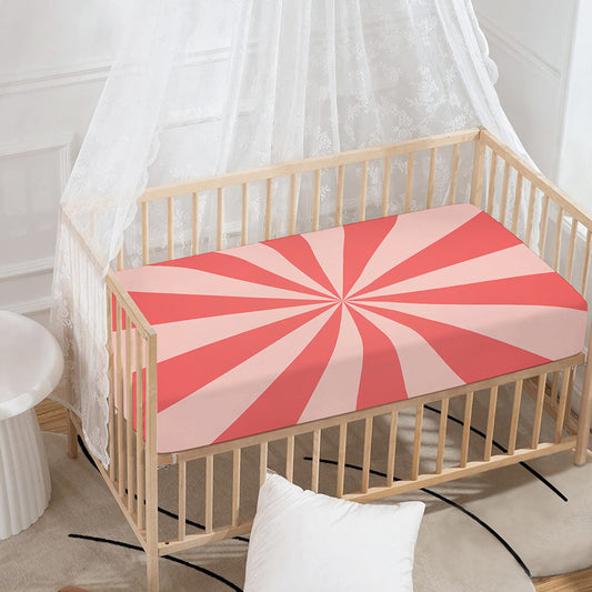 Pink Radial Rays Print Baby Crib Sheet