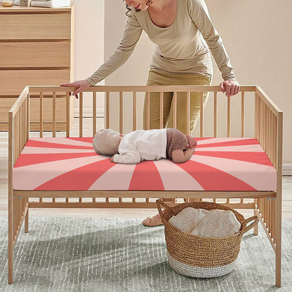 Pink Radial Rays Print Baby Crib Sheet