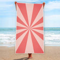 Pink Radial Rays Print Beach Towel