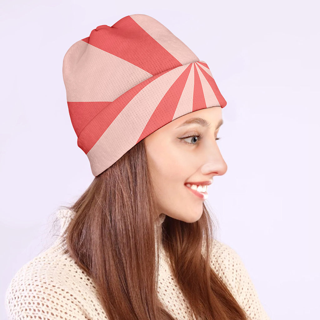 Pink Radial Rays Print Beanie