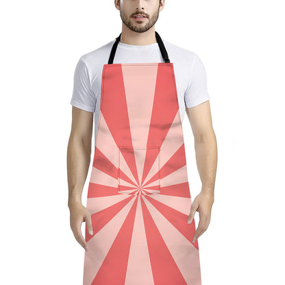 Pink Radial Rays Print Bib Apron With Pocket